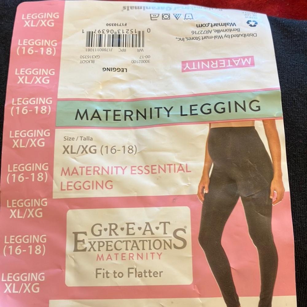 Great Expectations Maternity XL (16-18) Flatter Fit Black Leggings Cotton Blend